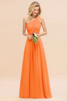 Elegant Ruffles One Shoulder Prom Dresses | A-Line Sleeveless Evening Dresses_15