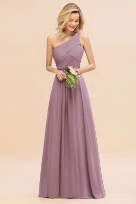 Elegant Ruffles One Shoulder Prom Dresses | A-Line Sleeveless Evening Dresses_57