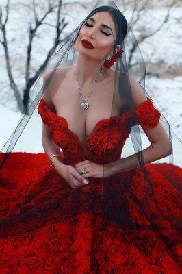 Robe de bal imprimée florale 3D à épaules dénudées pour robes de soirée fille_2