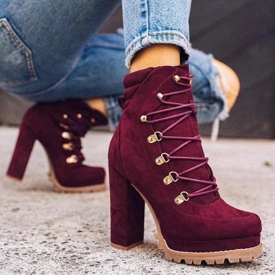 High Heel Boots Platform Boots for Autumn/Winter Amazing Waterproof Ankle Boots_1