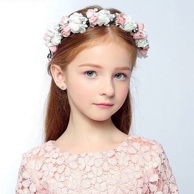 Flower Pink Headbands With Ribbon_4