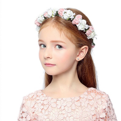 Flower Pink Headbands With Ribbon_5