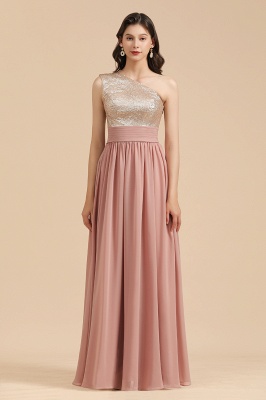 Stylish One Shoulder Glitter Sequins Aline Chiffon Evening Prom Dress_4