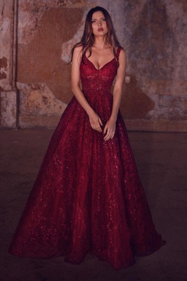 Темно-красное вечернее платье с блестками и пайетками Aline_1