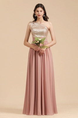 Stylish One Shoulder Glitter Sequins Aline Chiffon Evening Prom Dress_7