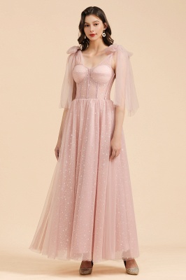 Gorgeous Puffy Sleeves Sparkly Aline Evening Party Dress Chiffon Floor Length Prom Dress_1
