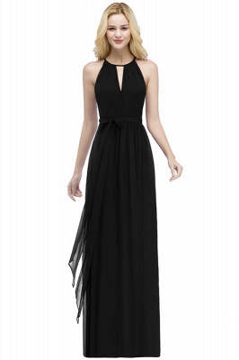 Halter Ruffle Chiffon Bridesmaid Dress Floor Length Wedding Guest Dress_6