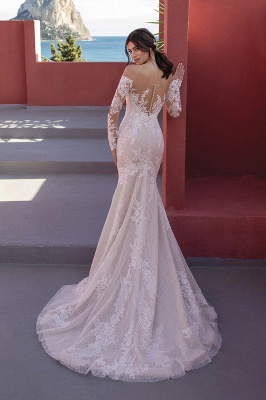 Sweetheart White Mermaid Lace Wedding Dresses_2