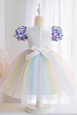 Rainbow bubble cap sleeves pricess sparkle flower girl dress_5