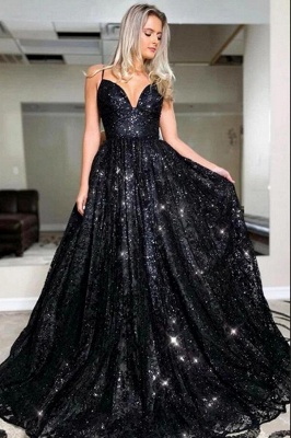 Vestido de noite com lantejoulas pretas brilhantes Aline vestido de festa para namorados_1