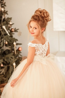 Jolie robe de fête de Noël en dentelle blanche en tulle princesse petite fille_4