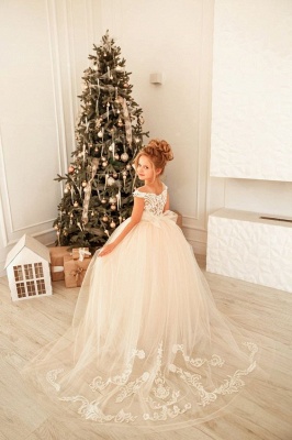 Jolie robe de fête de Noël en dentelle blanche en tulle princesse petite fille_2