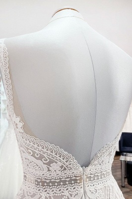 Свадебное платье из тюля без рукавов с цветочным кружевом Aline Garden Wedding Gown_6