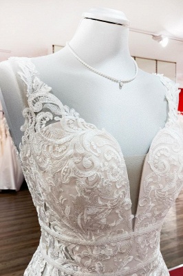Romantic Sleeveless Lace Mermaid Wedding Dresses Straps Bridal Dress_5