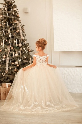 Jolie robe de fête de Noël en dentelle blanche en tulle princesse petite fille_7