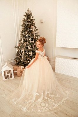 Милое белое кружевное платье принцессы из тюля для рождественской вечеринки на день рождения маленькой девочки_2