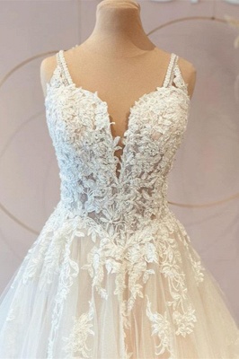 Элегантные свадебные платья с двойным V-образным вырезом без рукавов с тонкими лямками Garden Aline Bridal Dress_3