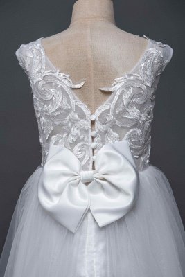 Cute Tulle Ivory White Sleeveless Flower Girls Dresses Ball Gown for little Girls_10