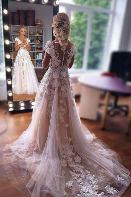 Романтическое свадебное платье без рукавов Aline 3D с цветочным кружевом из тюля свадебное платье_1