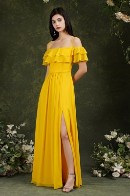 Spaghetti Strapes Off-the-shoulder Split Front Tulle Prom Dress_18