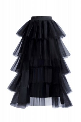 Женская черная юбка из тюля Hi-Lo юбка принцессы Длинная повседневная балетная юбка_9