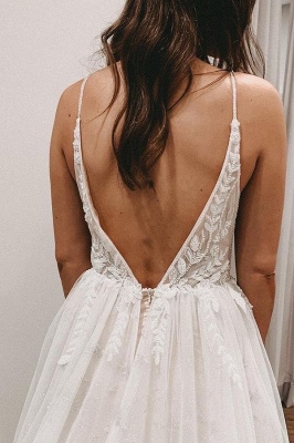 Белое шифоновое свадебное платье трапециевидной формы без рукавов в форме сердца_4
