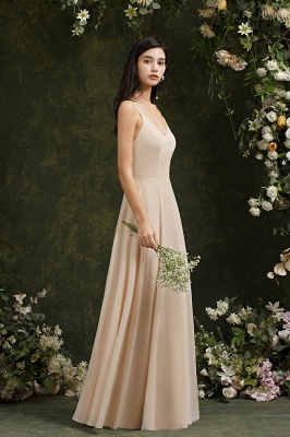 Elegant Sleeveless Aline Long Bridesmaid Dress Backless Floral Lace Evening Dress_9