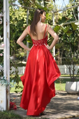 Red short homecoming dress with high low skirt_2