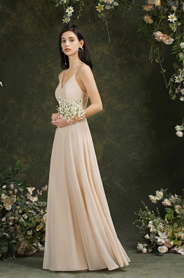 Elegant Sleeveless Aline Long Bridesmaid Dress Backless Floral Lace Evening Dress_8