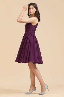 Холтер Фиолетовое кружевное короткое свадебное платье без рукавов шифоновое платье для фрейлины_3