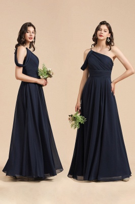 Navy Blue Plus Size Bridesmaid Dresses One-Shoulder Engagement Robe Birthday Gift for Women_7