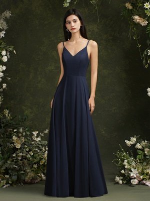 Elegantes ärmelloses Aline langes Brautjungfernkleid rückenfreies Abendkleid mit floraler Spitze_4