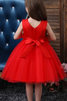 Red sleeveless ready to shop puffy a-line flower gril dress_7