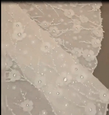 Wunderschönes Kristall-Blumen-Brautkleid mit langen Ärmeln Glitzer-Pailletten 3D-Blumen-Hochzeitskleid_5