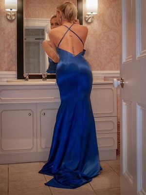 Navy blue halter sparkle sequin mermaid prom dress_5