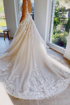 Элегантное свадебное платье принцессы из кружева цвета слоновой кости длиной до пола_2