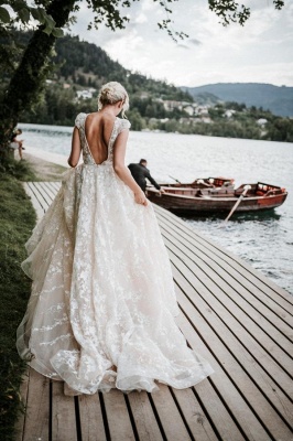 Luxuriöses weißes Ballkleid-Hochzeitskleid in A-Linie_2