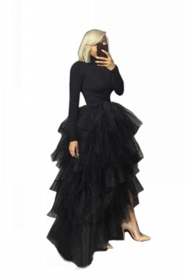 Jupe en tulle noir pour femme Hi-Lo Princess Jupe longue jupe de ballet décontractée