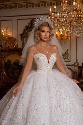 Trendy Sweetheart Lixury ball gown lace bridal gowns_4