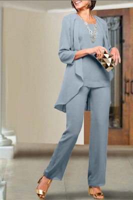 Ivory Beading Floor Length Jewel Long Sleeves Mother Jumpsuit Formal Dress_4