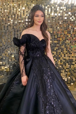 Black lace unique ball gown wedding dress_2