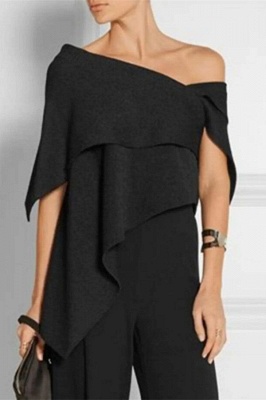 Bezauberndes schwarzes asymmetrisches ärmelloses bodenlanges Chiffon-Jumpsuit-formelles Kleid_2