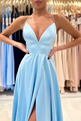 Шикарное синее платье выпускного вечера из эластичного атласа без рукавов с оборками и оборками_4