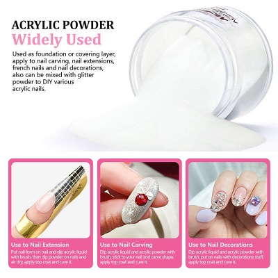 Poudre acrylique blanche Molisaka pour ongles | Poudre à ongles acrylique professionnelle | Poudre Acrylique Durable pour Extension French Nail Art (1.58oz)_5