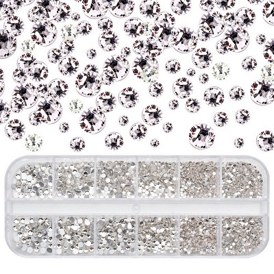 Cristaux Verre Nail Art Strass 1.5mm-3.5mm Dos Plat Perles Rondes