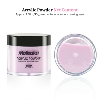 Molisaka Rosa Acrylpuder für Nägel | Professionelles Acrylnagelpulver | Anhaltendes Acrylpulver zur Verlängerung der French Nail Art (1,58 oz)_4