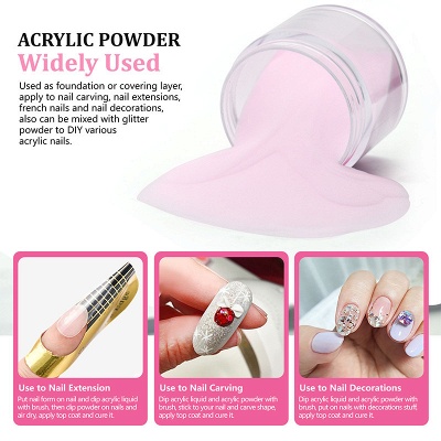 Molisaka Pink Acrylic Powder for Nails | Professional Acrylic Nail Powder | Lasting Acrylic Powder for Extension French Nail Art (1.58oz)_6
