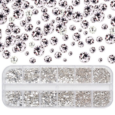 Crystals Glass Nail Art Rhinestones 1.5mm-3.5mm Flat Back Round Beads