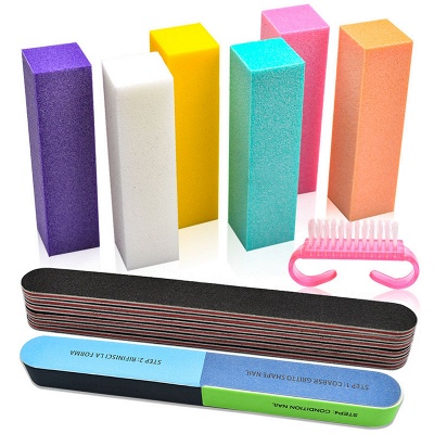 Professional Nail Files and Buffers Kit, 100/180 Grit Emery Boards for Nails, Colorful 4 Sides 120 Grit Nail Buffer Blocks