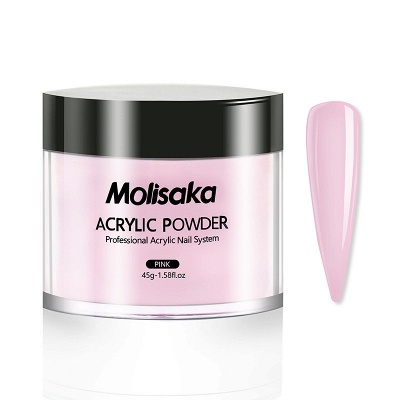 Molisaka Pink Acrylic Powder for Nails | Professional Acrylic Nail Powder | Lasting Acrylic Powder for Extension French Nail Art (1.58oz)_1